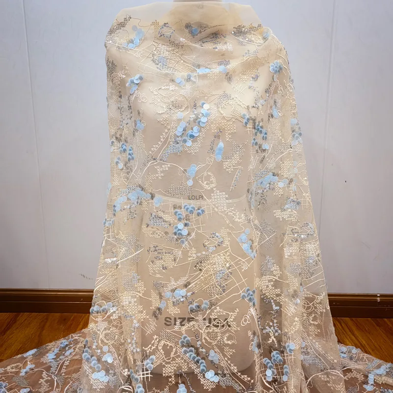 

Новая тяжелая промышленность, высококачественная вышивка, блестки, цветок, бисер, кружевная сетчатая ткань, свадебное платье, вечернее платье, аксессуары для одежды