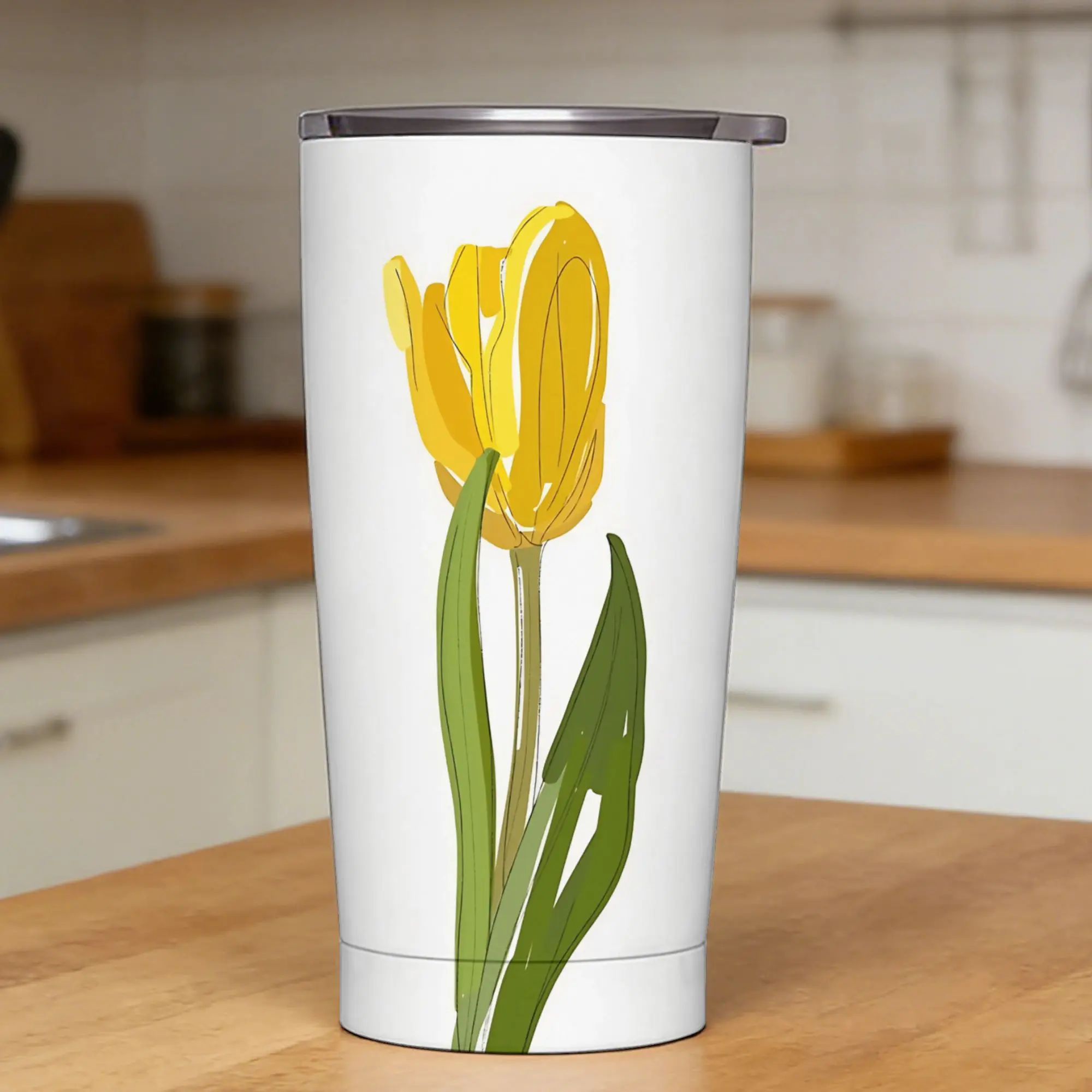 Yellow Tulip Bicycle And Hello Sunshine Tumbler  Portable Cold and Hot Water Bottle Stainless Steel Travelist Car Mugs,