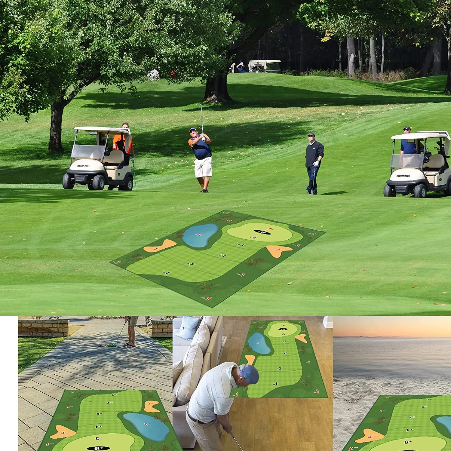 Golf Chipping Game Mat Indoor Outdoor Golf Games for Adults with Chipping Mat Sticky Balls Ground Stakes Score Card Storage Bags