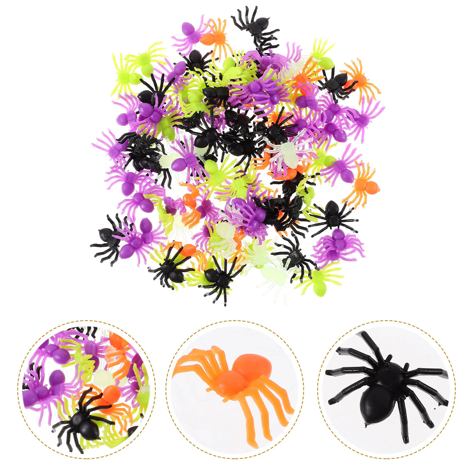 200pcs Realistic Fake Spider Decorations for Halloween Party, Scary Prank Props for Table, Window, Drawer Display