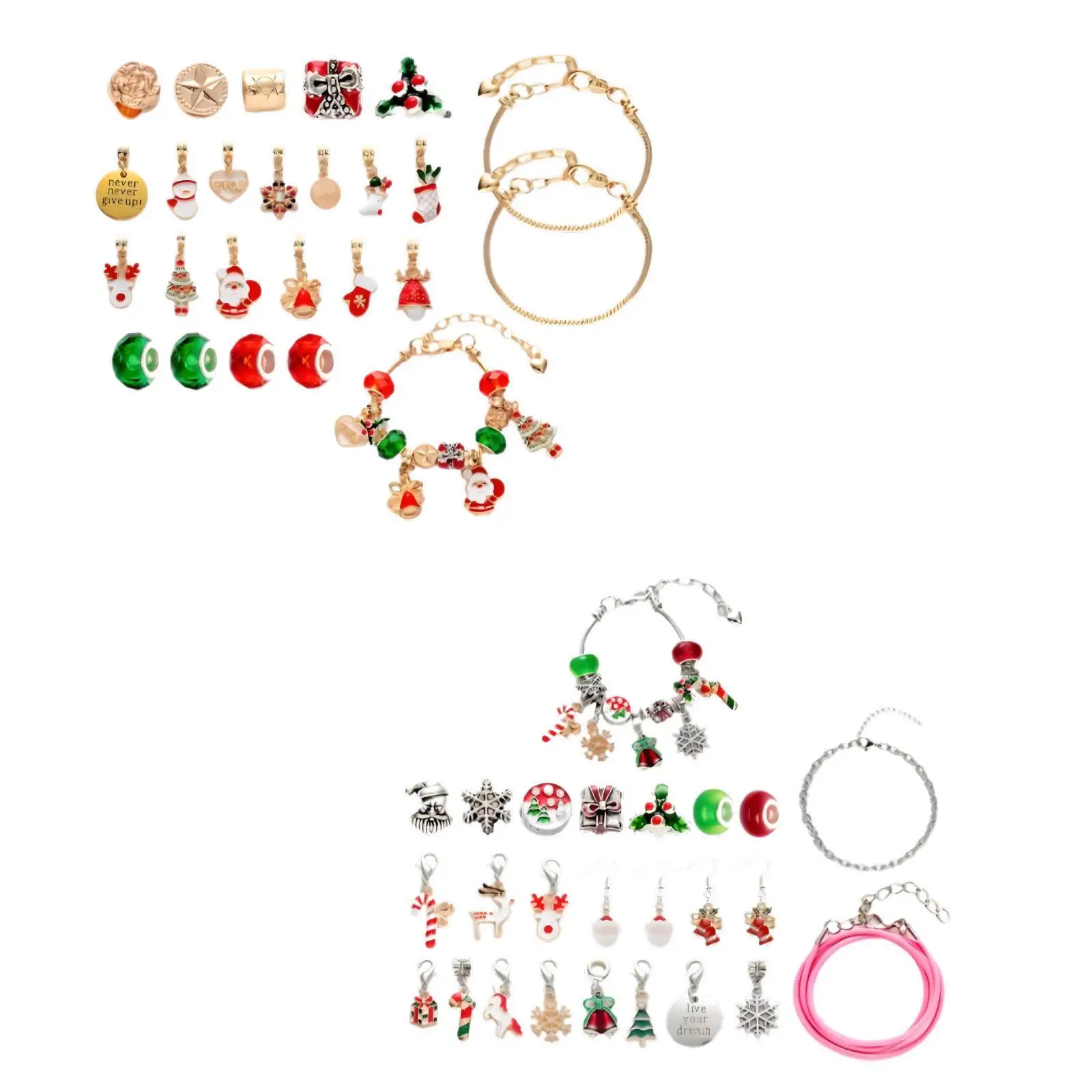 Calendrier de l'Avent de Noël pour femmes et filles, 24 jours, bracelets à breloques, ensemble de bijoux à breloques, bracelet, kit exécutif, calendrier de Noël 2024, adolescents