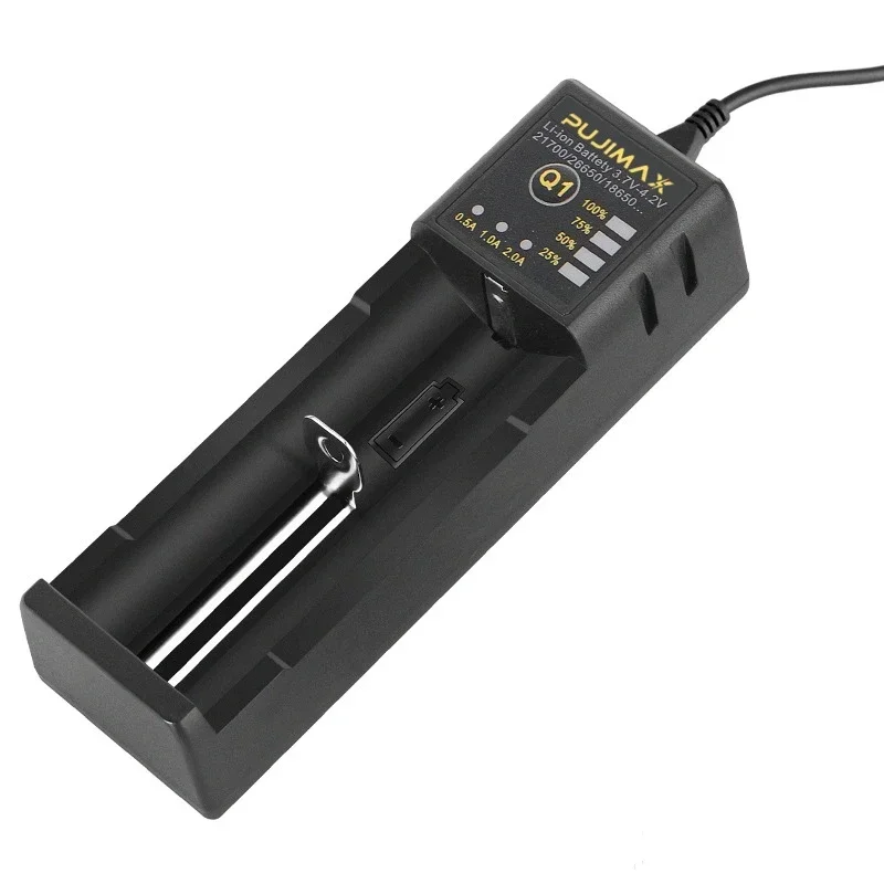 Smart Charging 1-Slot 18650 Ni-MH/Ni-Cd rechargeable batteries Charger Adjustable Current 26650 21700 14500 26500 22650 Li-ion