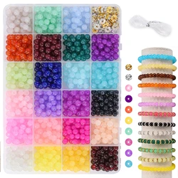 2400pcs Clay Bead Set For DIY Bracelet Making Kit, Black Stone Beads, 24 Color Polymer Clay Bead Flat Beads With Findings DIY