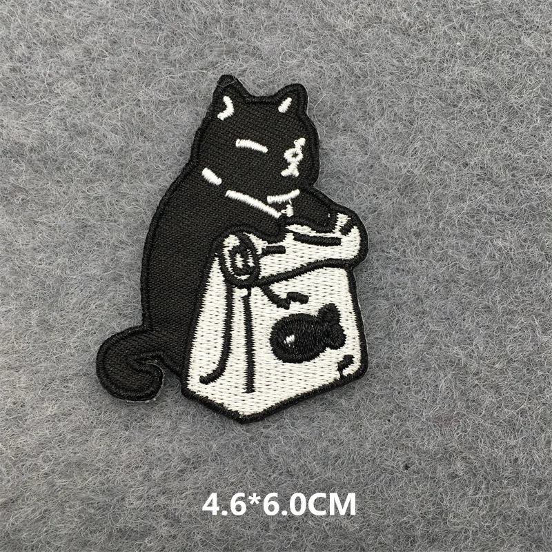 Patch thermoadhésif noir et blanc pour vêtements, Patch de broderie de crâne Punk, Applique de couture