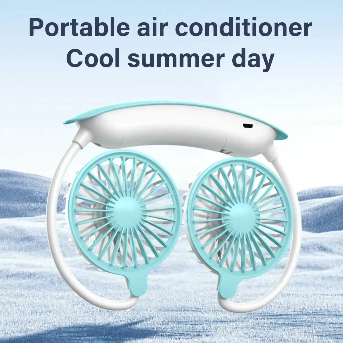 1pc pescoço ventilador de refrigeração usb recarregável mini portátil ao ar livre dobrável pescoço duplo ventilador de teto 3 velocidades ajustável para exterior interior