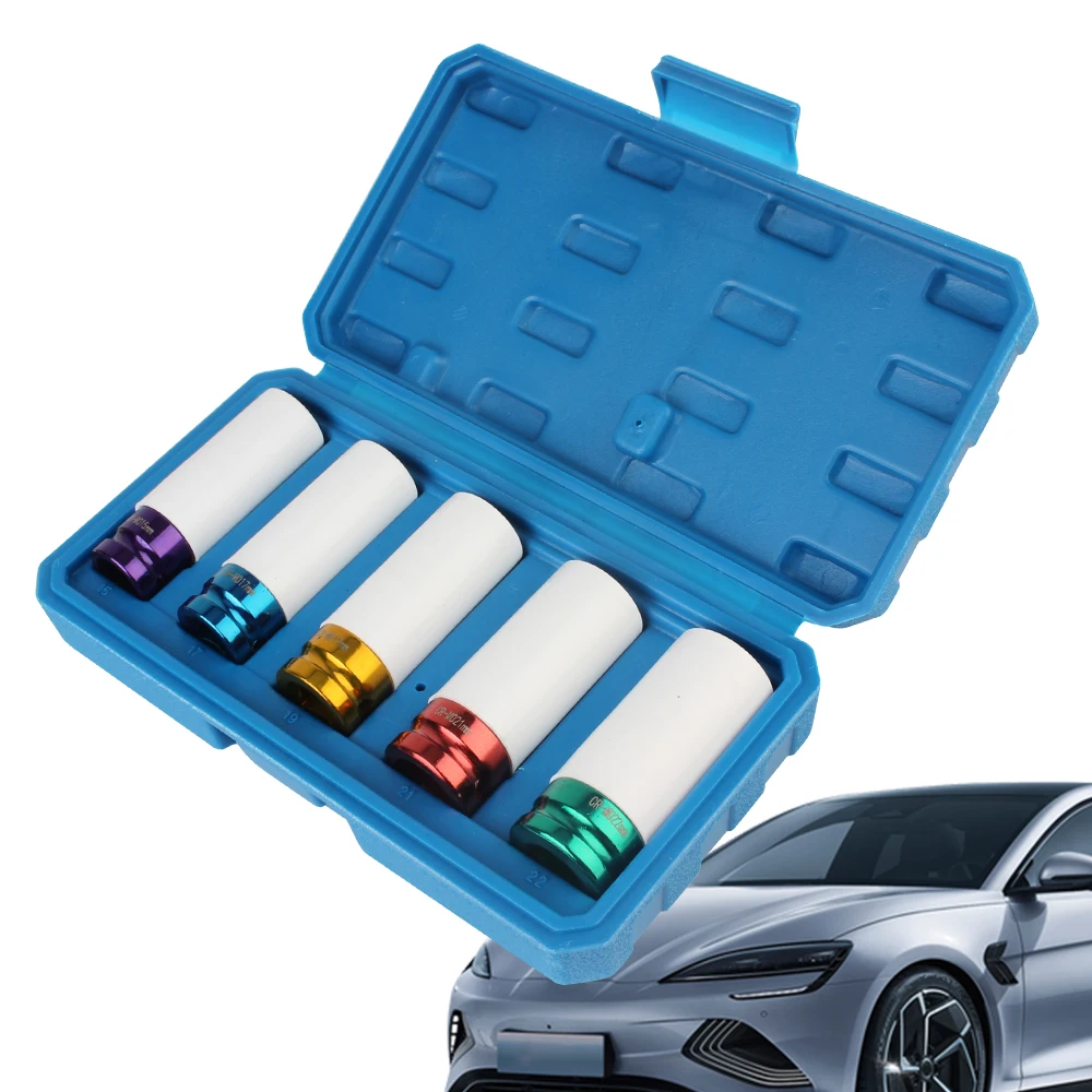 Universal Drive Wheel Protector 3/5pcs Impact Socket Impact Sleeve Set Ultra Thin Extended Screw Sockets 1set Durable Sleeves