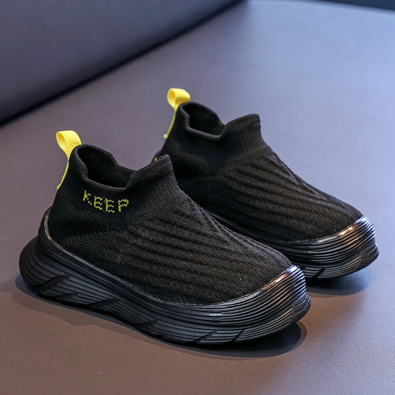 

2025 Autumn High-top Boots Breathable Mesh Flying Knitting Shoes Children's Sports All-match Boots Boy/Girls Shoes Socks Shoes