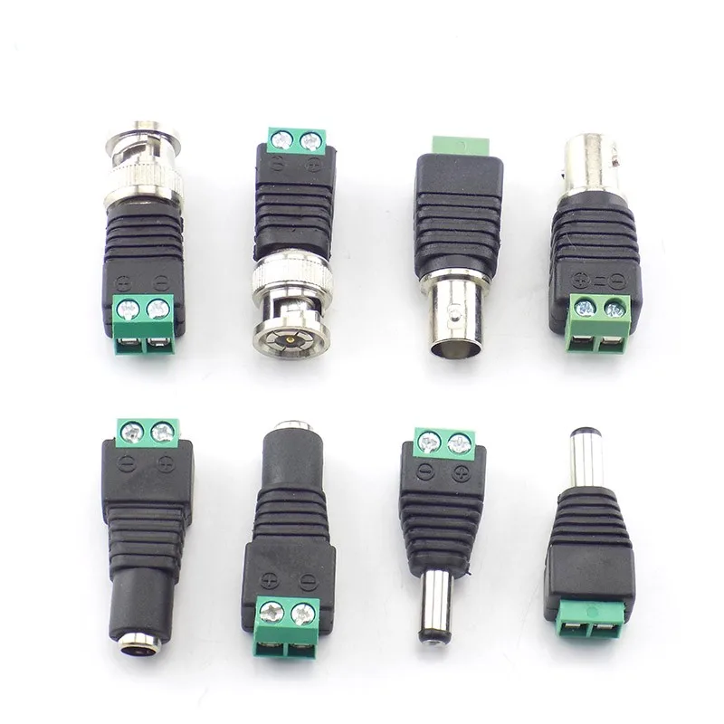 12V DC BNC Power Male Female Jack Connector Adapter Plug Video Balun Converter For CCTV Video LED Strip Light Camera Security E4