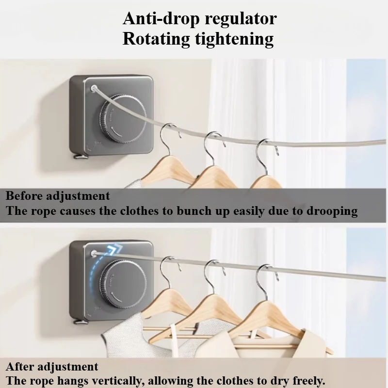 Indoor Retractable Clothesline No Drill for Wall Mounted invisible retractable laundry drying rack ABS Steel Wire Aluminum