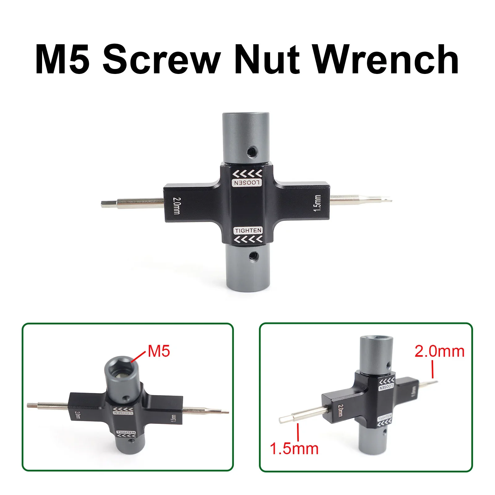 M5 Screw Nut Wrench with Built in One Way 1.5mm/2.0mm Bearing Screwdriver Release Propeller Motor For RC FPV Racing Drone
