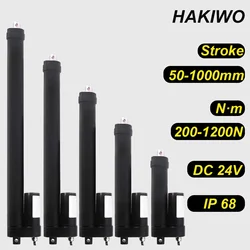 Siłownik liniowy HAKIWO 24V IP68 wodoodporny 1200N 150mm 200mm 600mm 900mm 1000mm skok lokalizator słoneczny motocyzacja drzwi 40mm/s