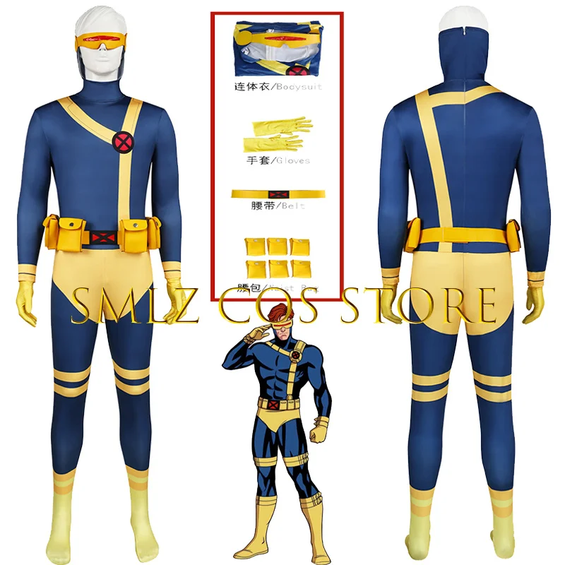 Scott Summers Cosplay Cyclopss Costume Hero Man Bodysuit Outfit Set Hallowen Play Role Clothes Prop