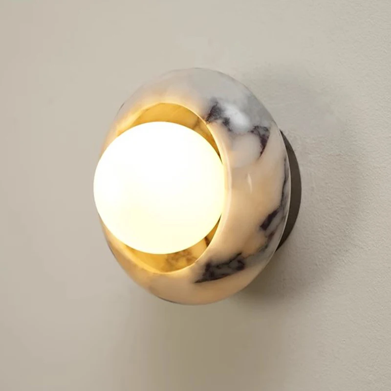 

Modern Round LED Wall Lamp Retro Marble Glass Ball Lighting for Hallway Staircase Bedroom Bathroom Headboard Luxury Home Decor ﻿