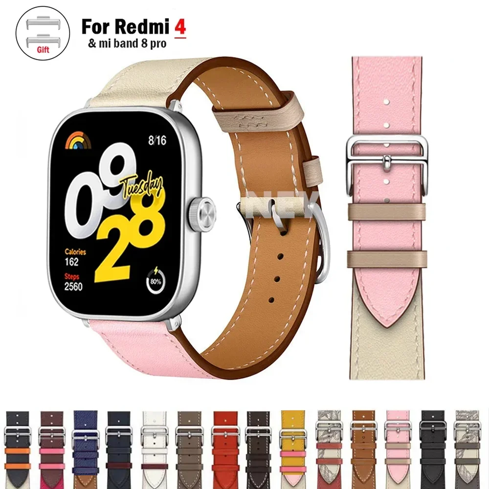 Leather watch band for xiaomi mi band 8 pro Smart single tour Bracelet Loop Watchband correa for Redmi watch 4 strap Accessories