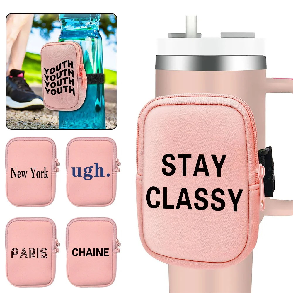 Water Cup Bag Outdoor Sports Multifunctional Water Cup Bags Double Zipper Key Fitness Card Small Item Storage Bag Walls Series