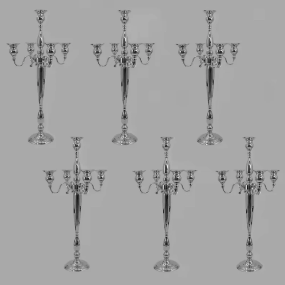 

10pcs(60cm to 100cm )Wedding Decor sliver Metal Candelabra 5 Arms CandleHolder Centerpiece For Weddings back drop arch stand