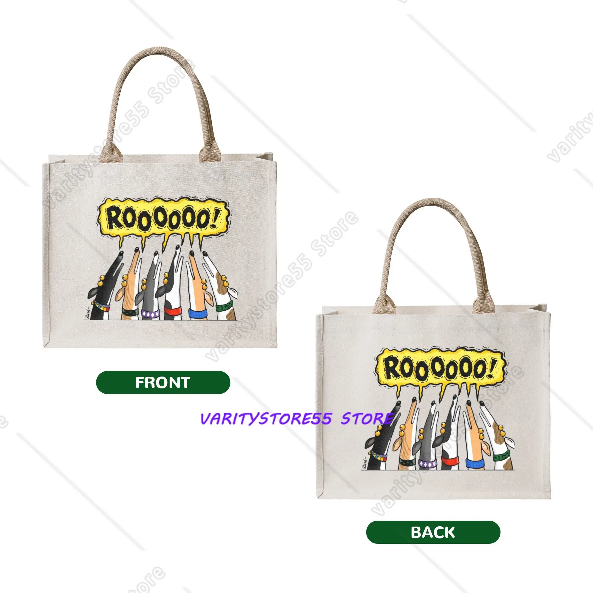 Roooooo Dog Greyhound Grocery Tote Shopping Bag Women Fashion Italian Whippet  Shopper Shoulder Bag Large Capacity Handbags