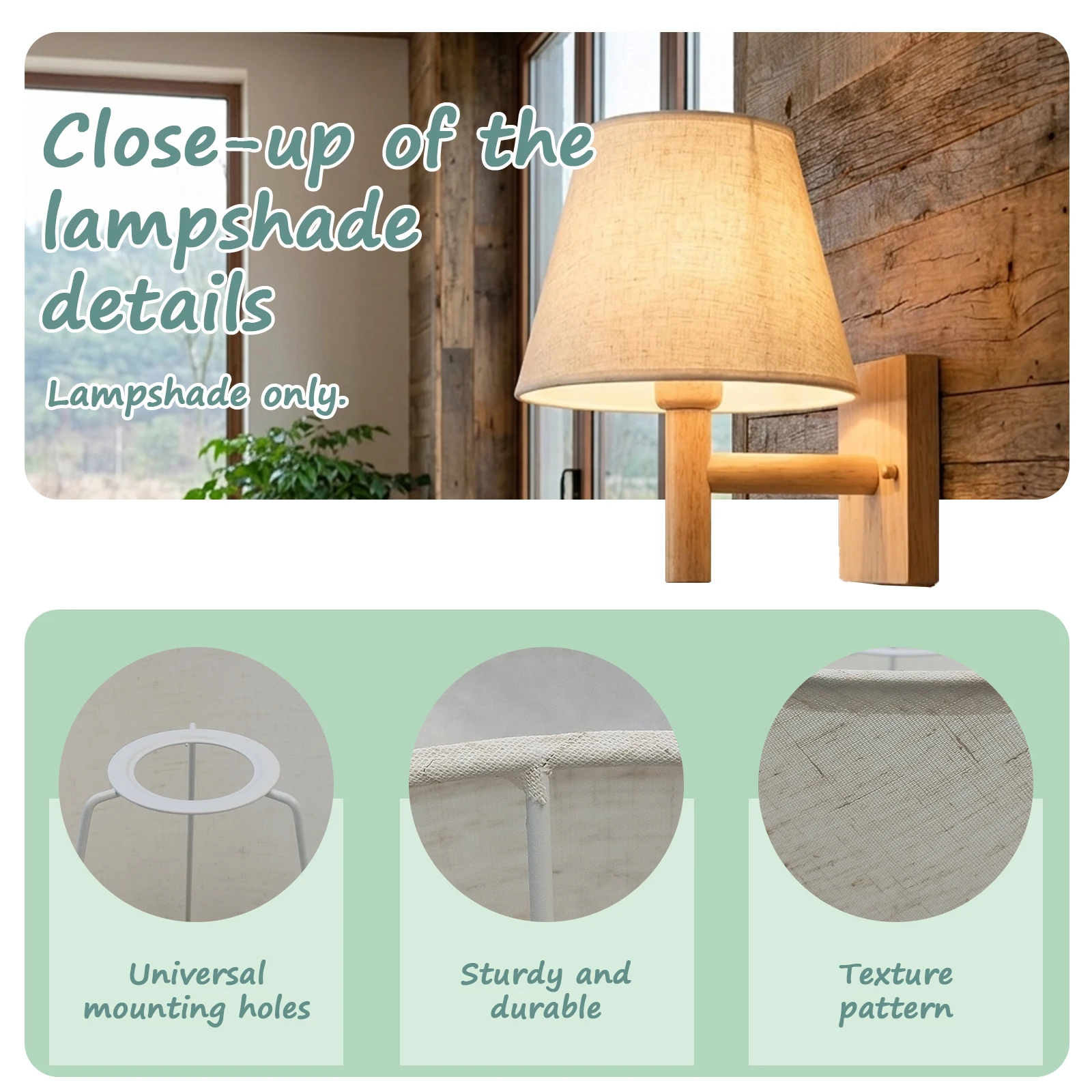 Linen Look Lampshade Fabric Cone Shade Beige Soft Light for Table Lamp Wall Lamp Bedroom Living Room Decor