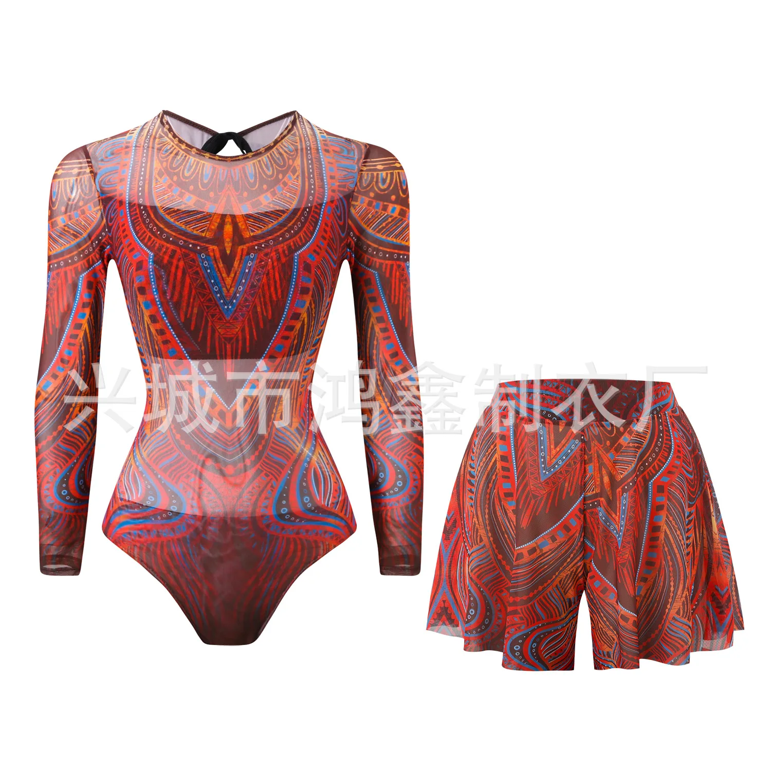 2026 Women's Long-Sleeve Sun Protection Swimsuit Russian Style Cross-Border Surfing Suit Beach Dress for Active Women