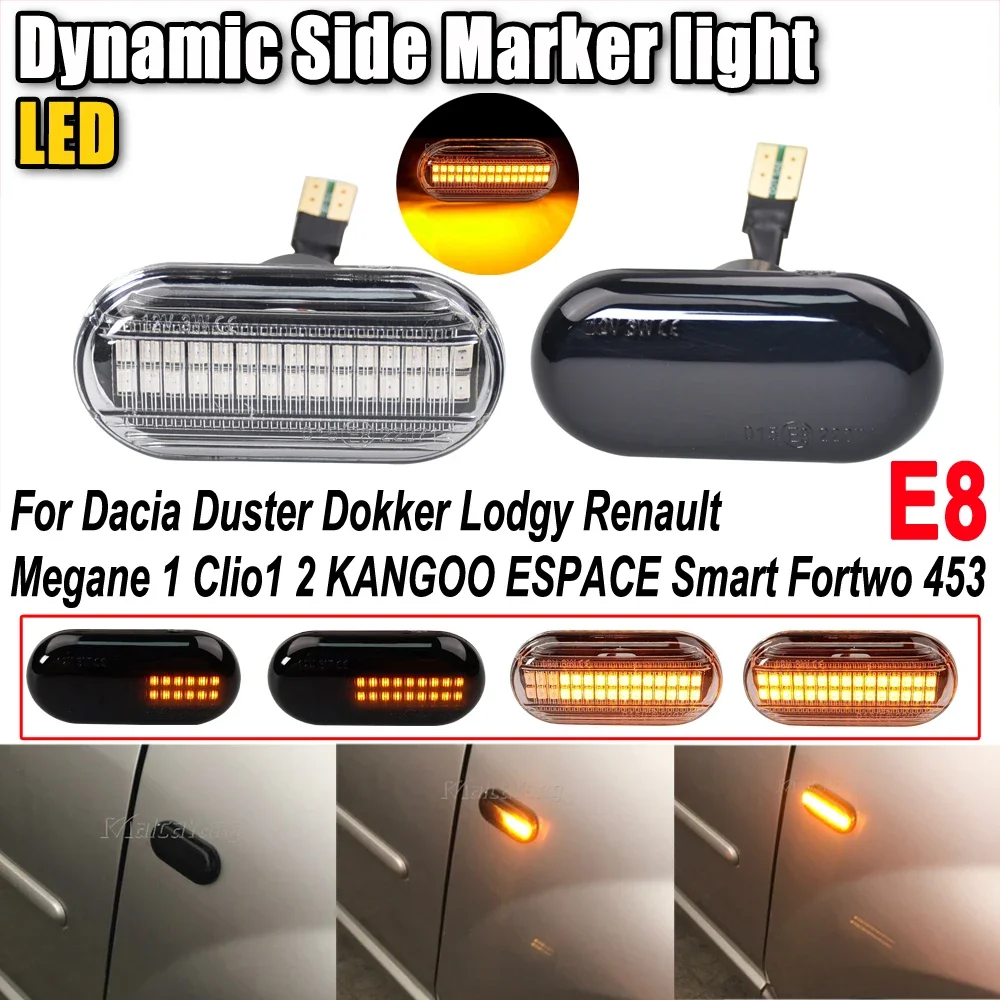 Lampeggiante sequenziale LED Indicatori di direzione Luce di posizione laterale per Dacia Duster Dokker Lodgy Renault Megane 1 Clio1 2 KANGOO ESPACE Smart