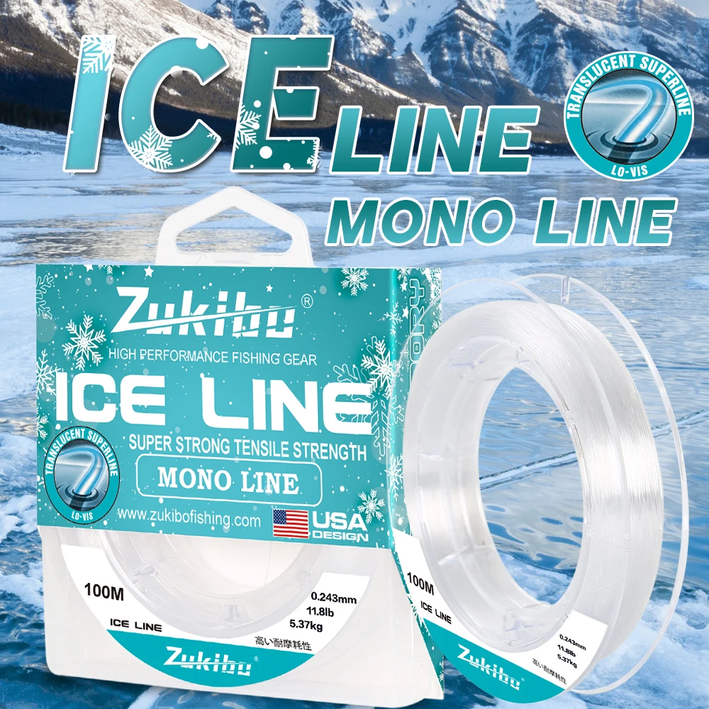 

ZUKIBO 100M Ice Mono Line Japan High Performance Fishing Line Super Sensitive and Strong Tensile Strength Low Memory Nylon Line