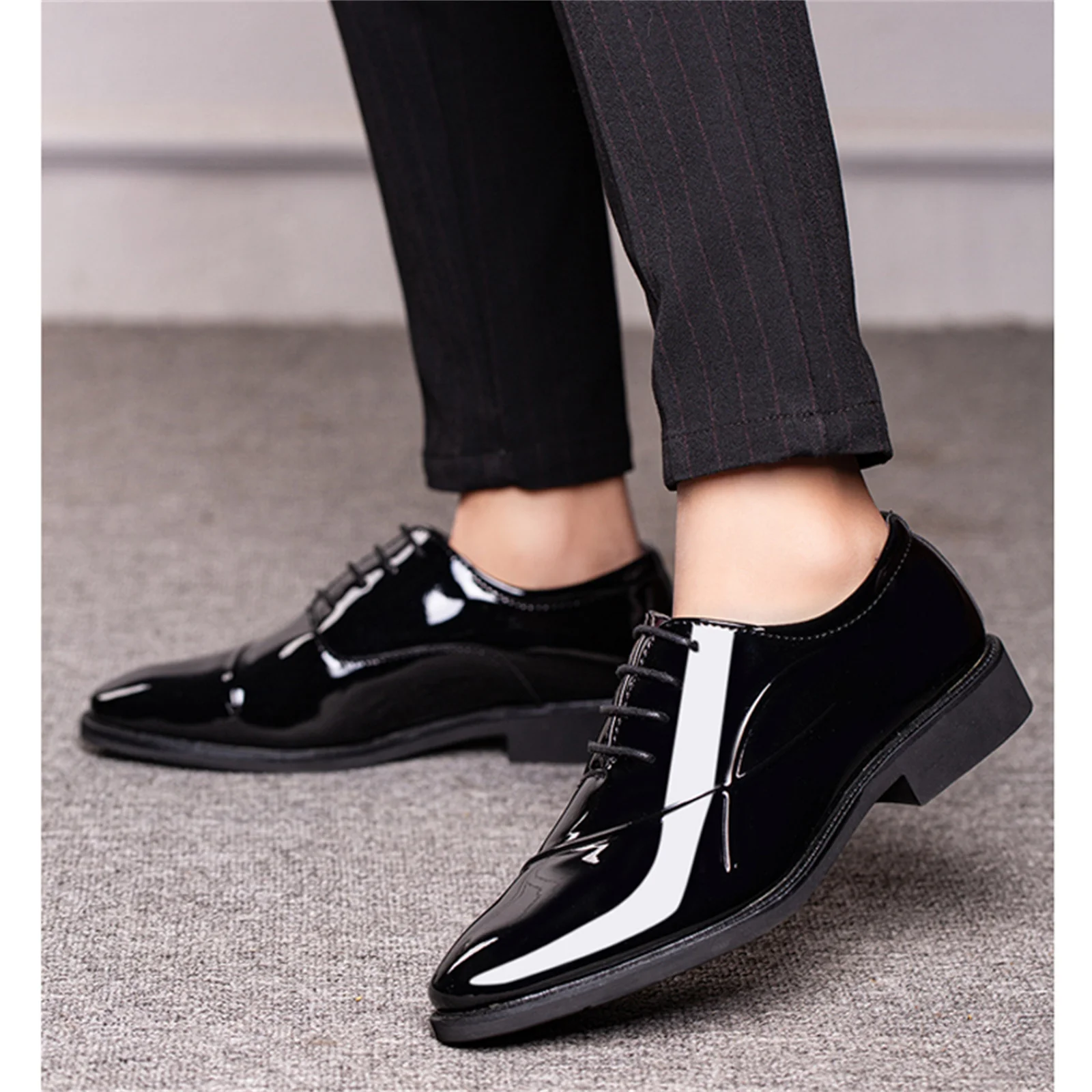 Men's Dress Shoes Classic Modern Formal Business Oxford Comfortable Tuxedo Casual Lace Up Derbys Shoes For Men - Image 6