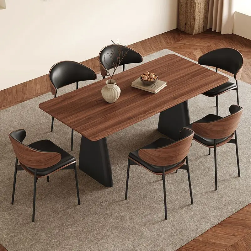 

Medieval solid wood dining table rectangular household retro large board all solid wood noodle table