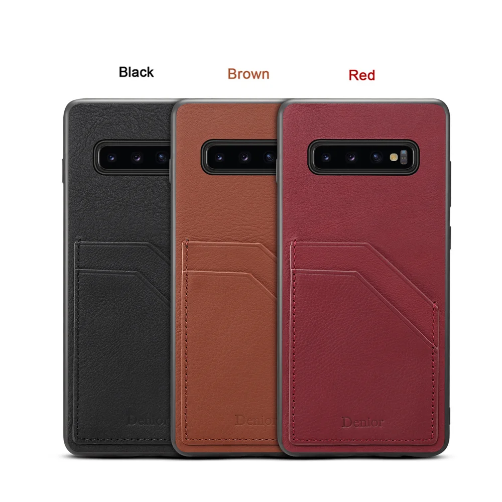 S10 Luxury Top Layer Cowhide Genuine Leather Case for Samsung Galaxy Note 9 S10 Plus Rugged Soft Edge Card Holder Defender Cover