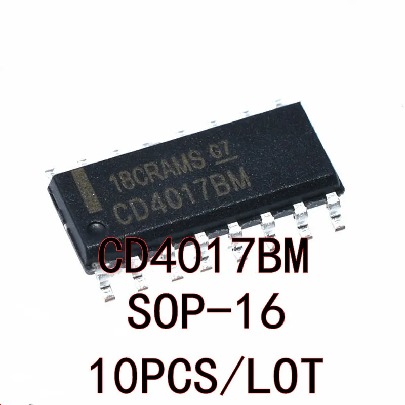 10PCS/LOT CD4017 CD4017BM SMD SOP16 HCF4017 Logic Chip Decimal Counter New In Stock