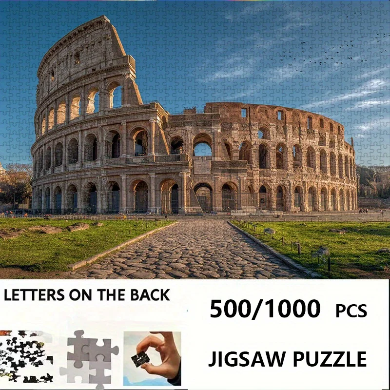 500-1000pcs of paper-based artistic adult jigsaw puzzlesThe Colosseum in Rome Italy lands(227)Large -scratch jigsaw puzzle - P