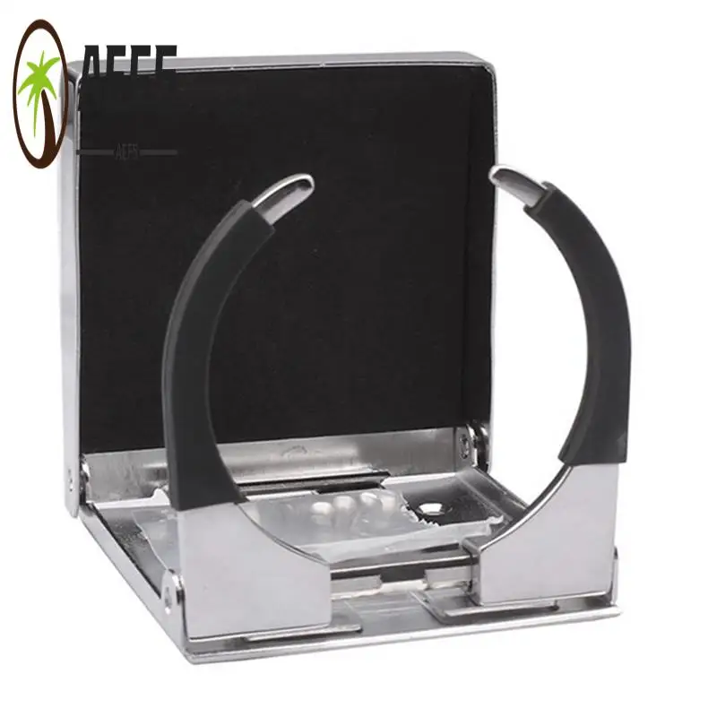 

AEF5-2Piece Folding Cup Drink Holder Stainless Steel Black&Silver For Marine/Boat/Caravan/Car