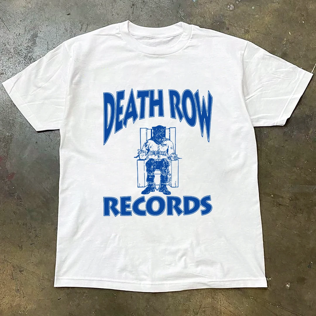 DEATH ROW RECORDS Short Sleeve Hip Hop Rap Baggy Men's Cotton Crew Neck T-shirt Men Clothes Fashion Loose Tops Breathable Tee