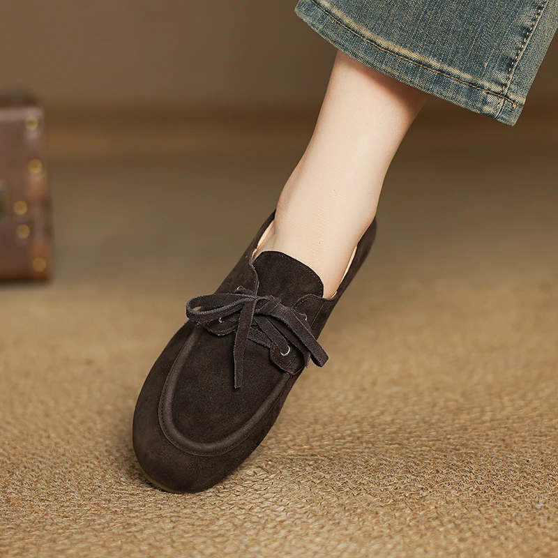 새로운 트렌드 여성용 플랫 슈즈, 소가죽 소재, 봄/가 - Leather Work Flats Women 리뷰 및 가격