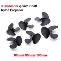 RC Boat Model 3 Blades 80mm 90mm 100mm 3mm Pitch 5mm Shaft Nylon Underwater Propeller Trawler Fishing Boat Remote Control Ship