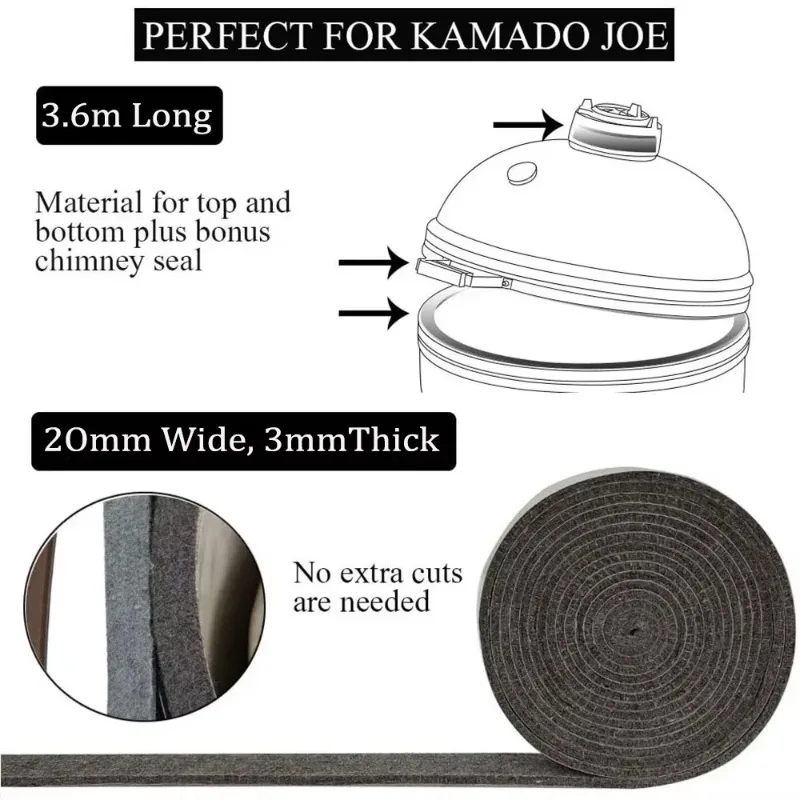 High Temp Grill Gasket Replacement Fit Kamado BBQ Smoker Gasket Accessories Flame Retardant Sealing Tape Bbq Cover Barbecue