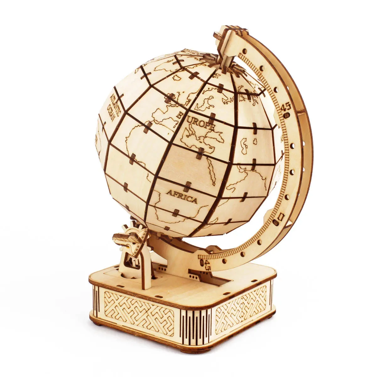 3D Globe Wooden Puzzle Toy Mechanical Assemble Building Block Earth Model Set for Teen DIY Geography World Map Toy Gift To Build