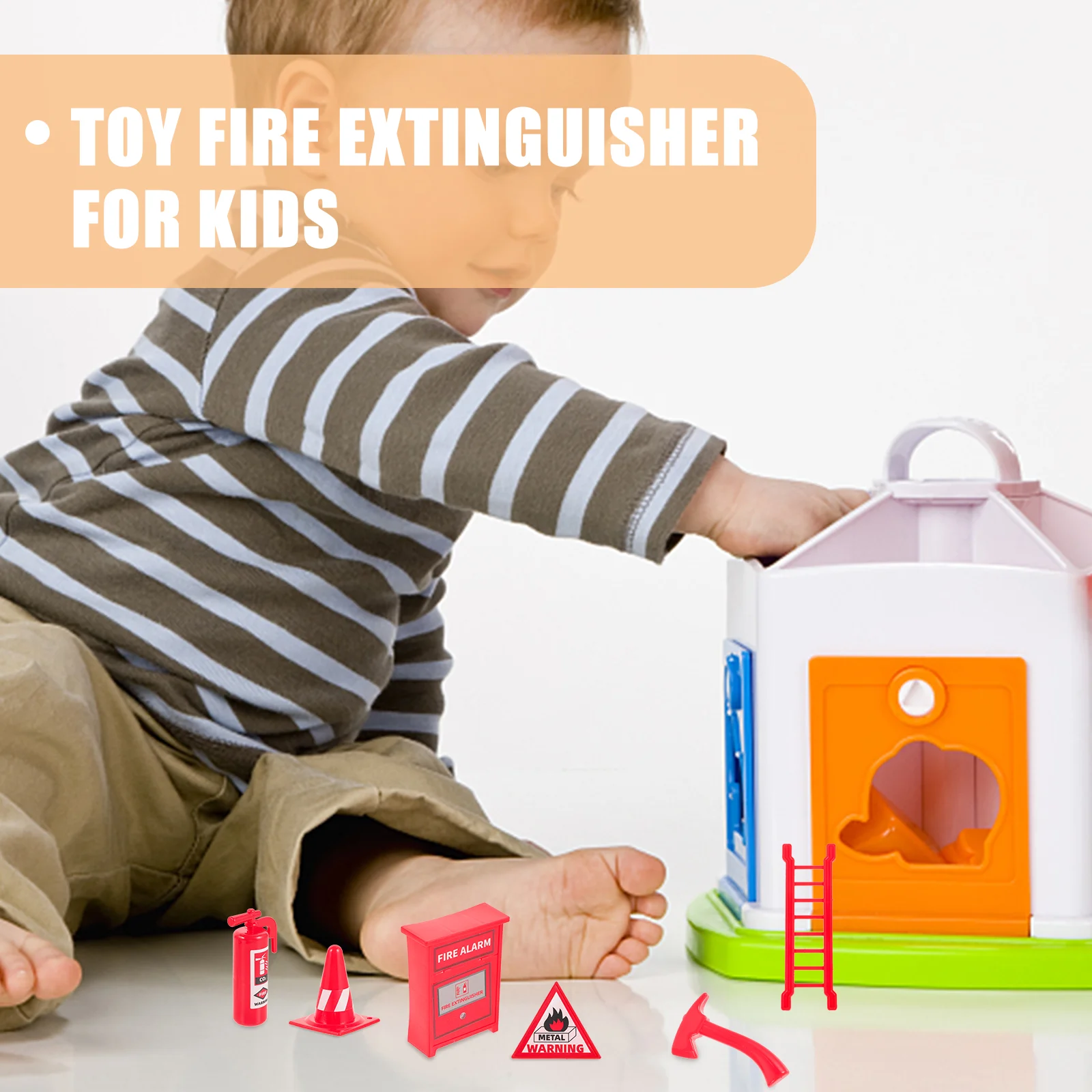 8 Pcs Eight-piece Set of Dollhouse Fire Accessories Mini Extinguisher Toy Ladder Miniature Decors Plastic Model Children