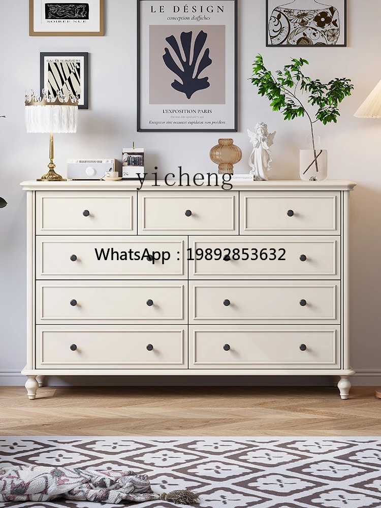 

AA American solid wood bedroom bedside locker living room storage wall cabinet white bucket cabinet