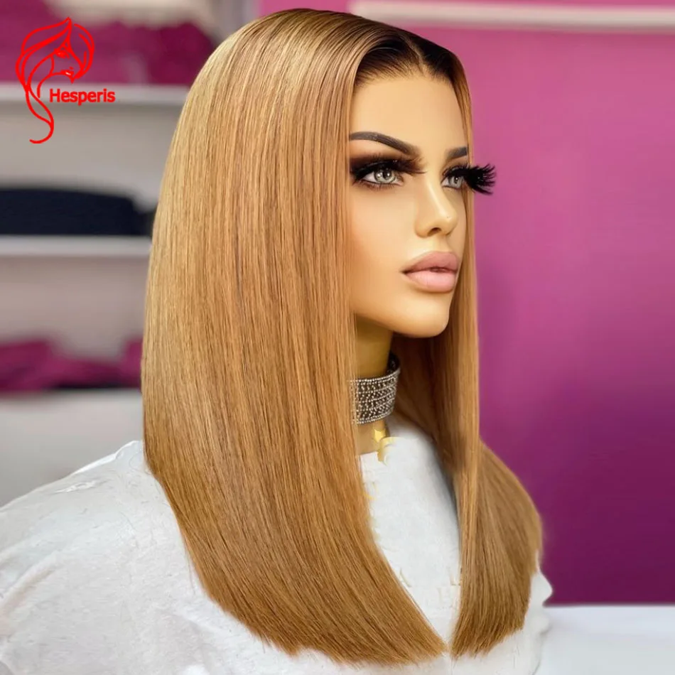 

Hesperis #27 Blonde Lace Front Human Hair Wigs Brazilian Remy Short Bob Cut Ombre Human Hair Wigs Pre Plucked For Women