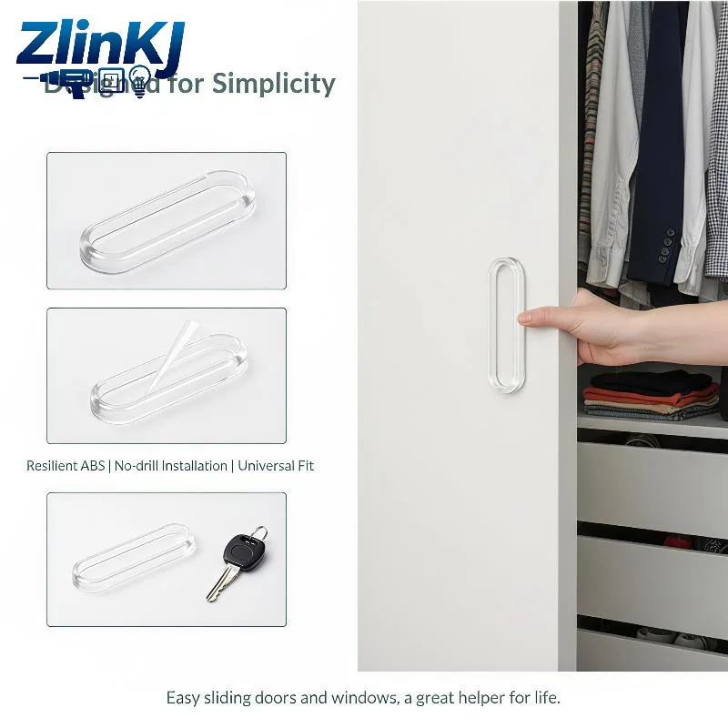 4Pcs Transparent Soft PU Door Handle Kit Reusable Removable for Cabinet Drawer Sliding Door Apartment Rental Home Decor