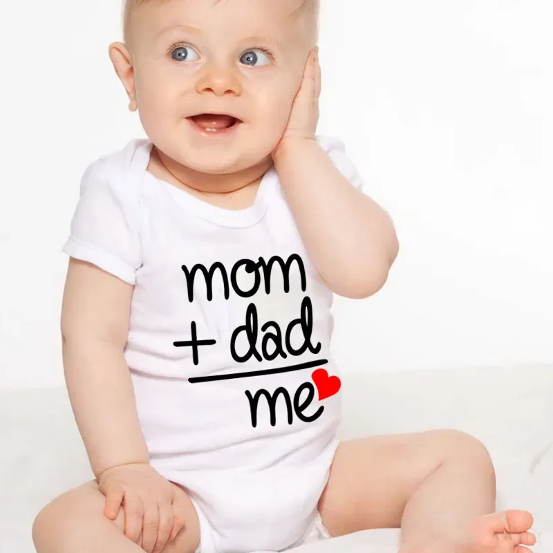 Cute 100%Cotton Baby Boys Girls Romper Short Sleeve I Love Mom Dad Jumpsuit Infant Newborn Costume Clothes