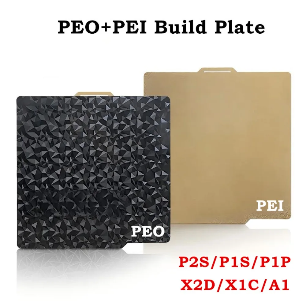 

For Bambu Lab X2D/P2S Build Plate Double Sided Smooth Textured PEO PEI Removal Flexible Spring Steel Sheet for Bambulab X2D A1