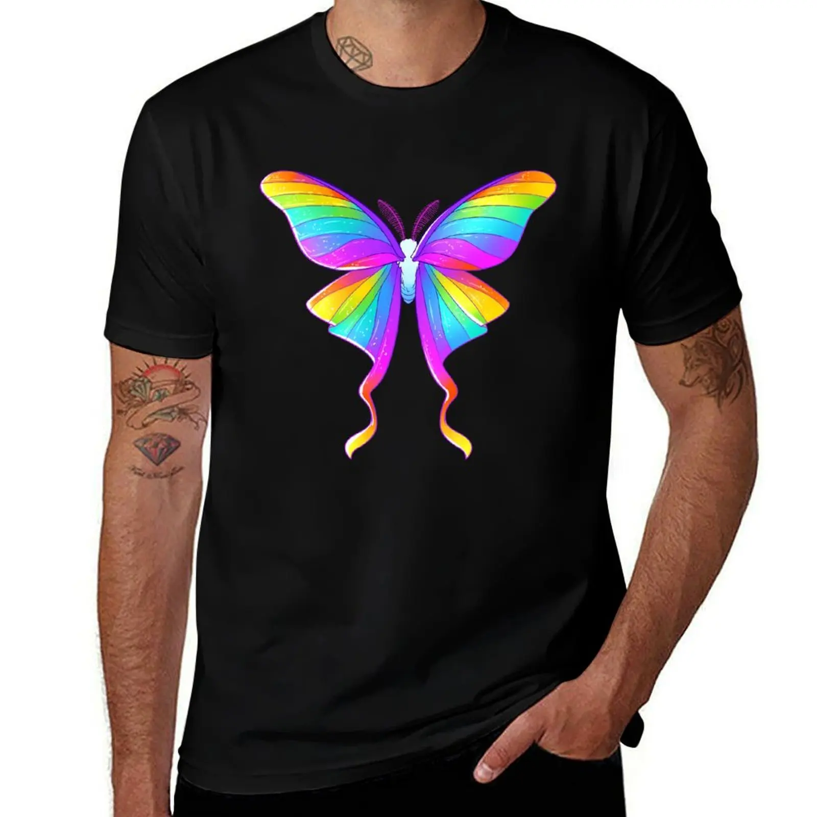 Good Days Will Always Come Again Rainbow Moth T-Shirt Fashion Simple Casual Tee Shirt T-Shirt