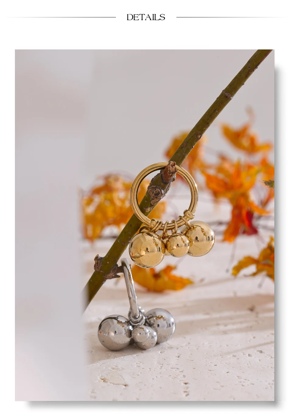 Yhpup # Edelstahl-Perlen, Kugel, handgefertigter Ring, rostfrei, 18 Karat PVD-beschichtet, personalisierter, trendiger Charm-Fingerschmuck 2025 – Detail 15