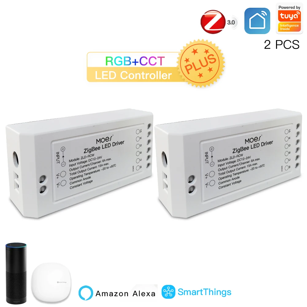 MOES Nieuwe ZigBee 3.0 Smart Dimmer Module Schakelaar RGB CCT voor LED Strip Smart Leven Tuya App Controle met Alexa Echo Goolge thuis