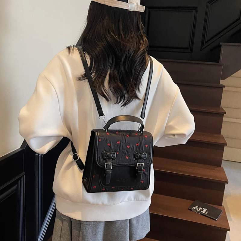 Zaini con cerniera interna Tasca con cerniera in PU Zaini in tinta unita di grande capacità per le donne Borse da scuola dolci di alta qualità 2025