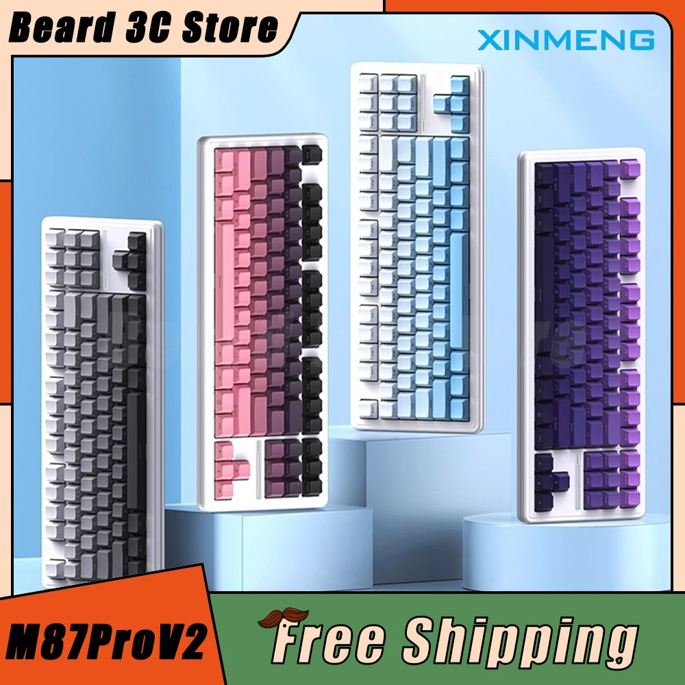 New XINMENG M87ProV2 Mechanical Keyboard 87Keys Tri Mode RGB  Wireless Gaming Keyboard 5000mAh E-Sports Hot Swap Gasket Pc Gamer