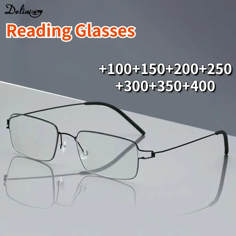 

5g New Men Women Rimless Reading Glasses Anti Blue Light Bifocal Far Near Magnification Eyewear Presbyopic Glasses +150 To+400