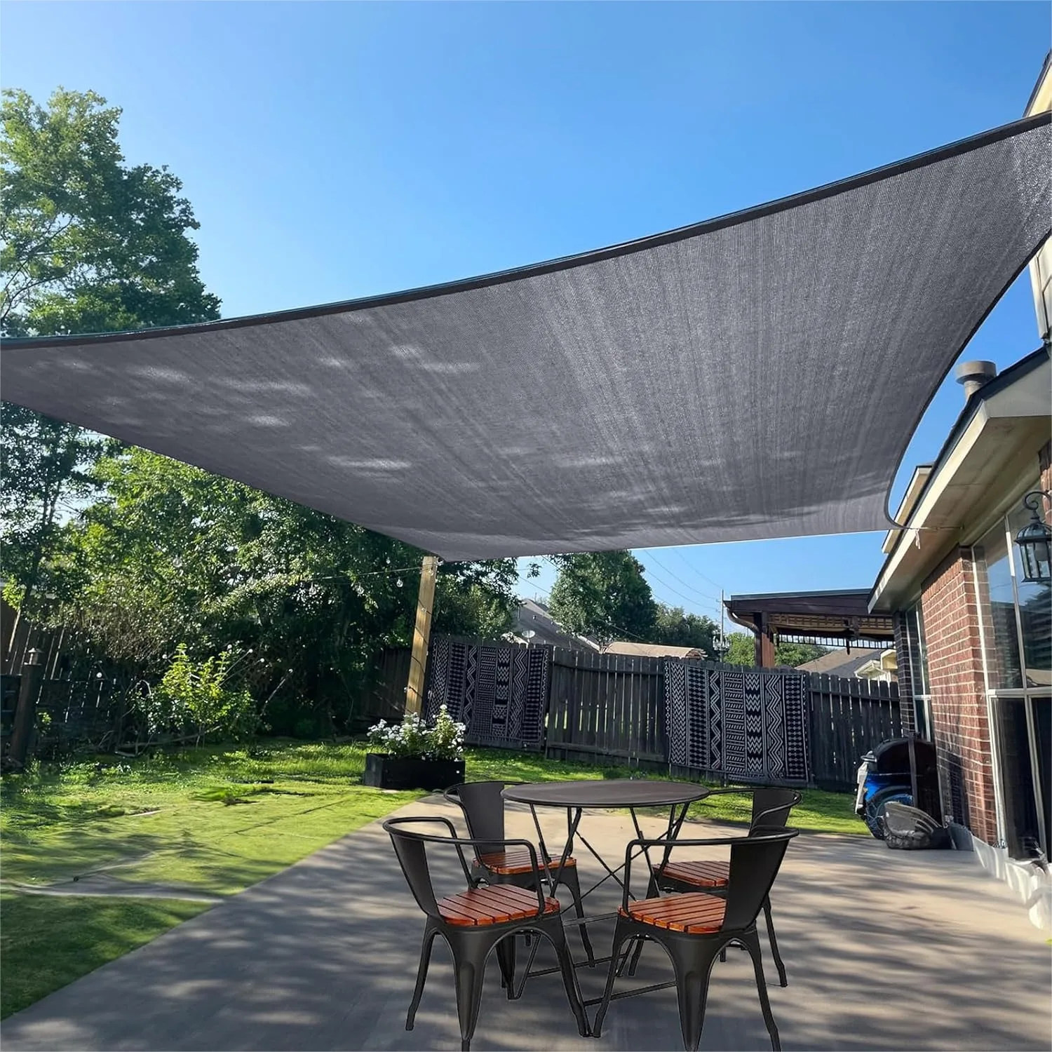 

Large Sun Shade Sail 16'x20' Dark Grey Rectangle UV Block Permeable Canopy for Patio Backyard Outdoor