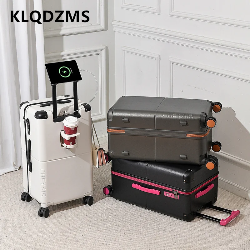 

KLQDZMS Men's Suitcase ABS+PC Boarding Box 20"22"24"26 Inch Large Capacity Trolley Case Women's Business Rolling Luggage